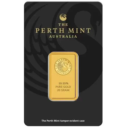 20 Gram Minted Perth Mint 99.99% Pure Gold Bullion Bar 99.99%